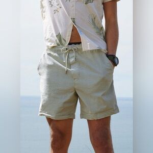 American Eagle Flex Jogger Shorts Mens Large Olive Green Elastic Waist Stretch